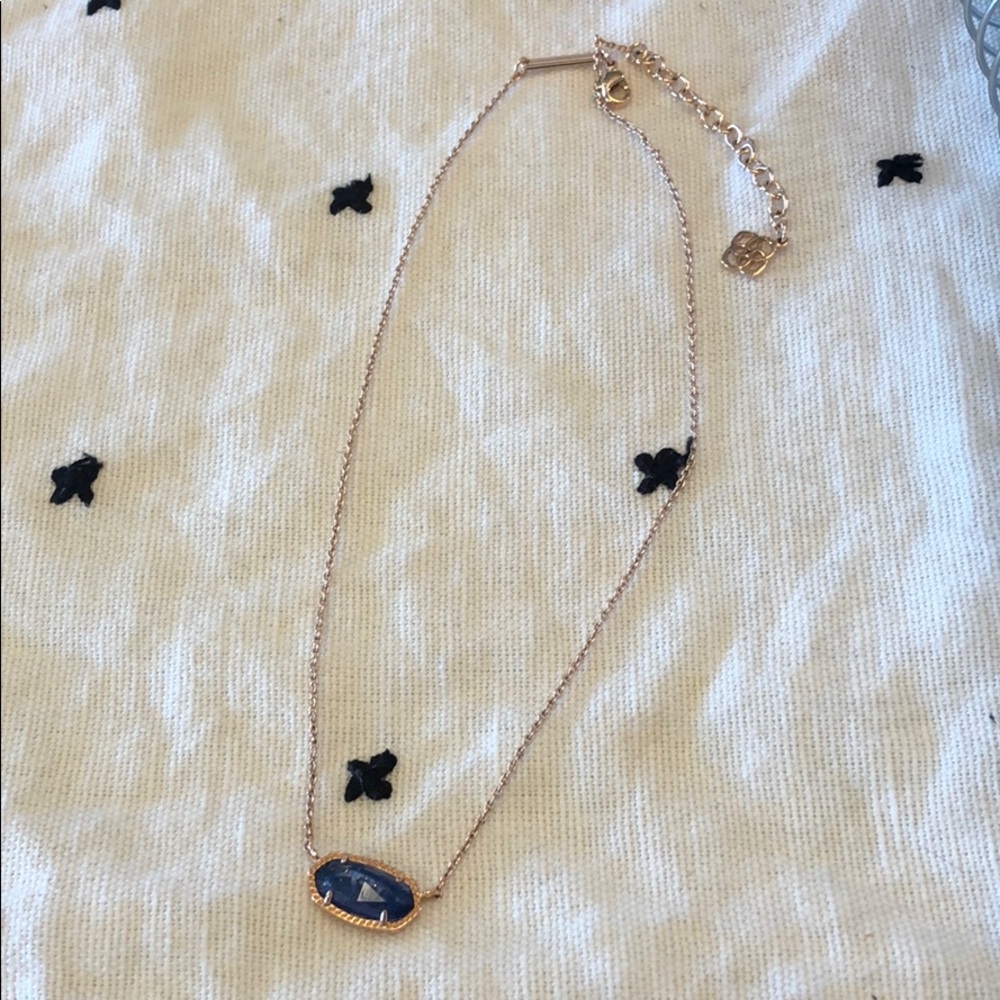 Navy blue short Kendra  necklace with gold specs